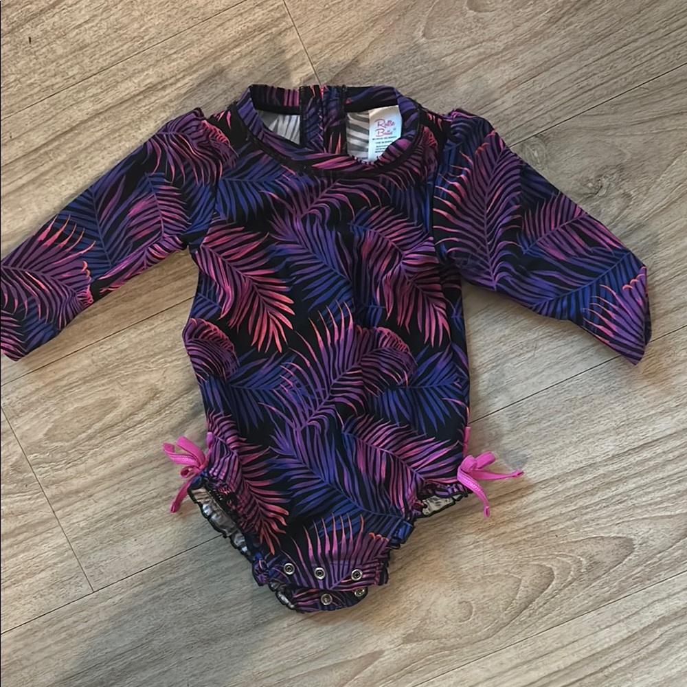 Ruffle Butts Kids Swim One Piece - Pink and Purple